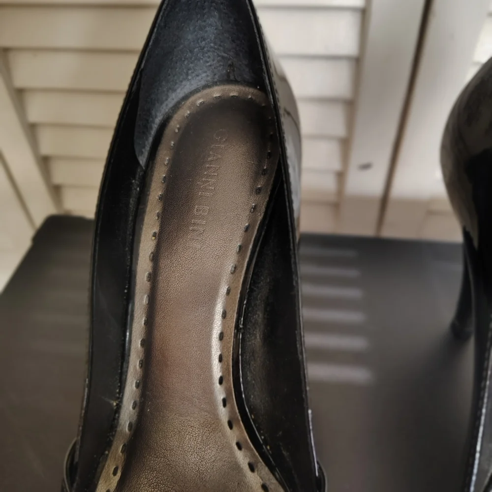 Gianni Bini Glossy Black Peep-Toe Heels